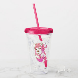 Verre En Acrylique Coeur rose de lama