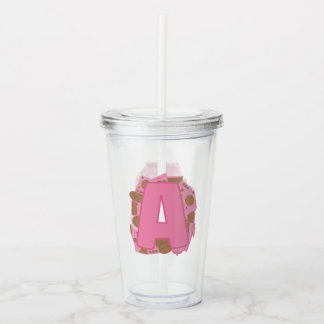 Verre En Acrylique Coffee Letter A: Monogram Initial 