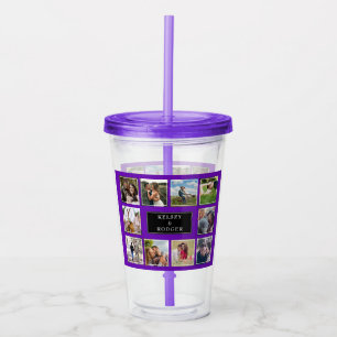 Verre En Acrylique Collage photo de mariage personnalisé violet