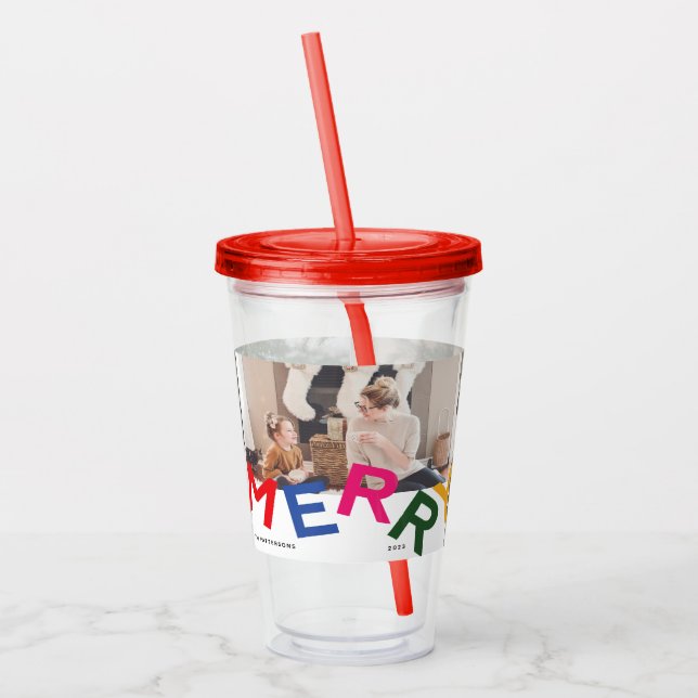 Verre En Acrylique Collage photo Joyful Lettering Holiday (Gauche)