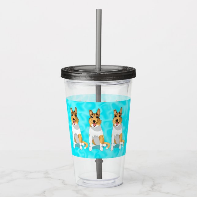 Verre En Acrylique Collie Chien mignon et lisse    (Devant)