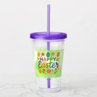 Verre En Acrylique Colorful Happy Easter  