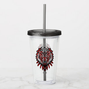 Verre En Acrylique Conception de totem tribal Haida Loup