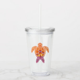 Verre En Acrylique Conception Tropicale de la tortue de mer coucher d