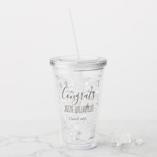 Verre En Acrylique Congrats Modernes Classe de cadeaux Grad personnal (Devant glace)