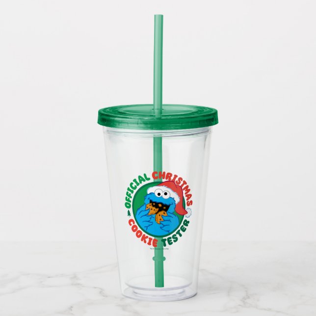Verre En Acrylique Cookie Monster | Tester officiel de biscuits de No (Devant)