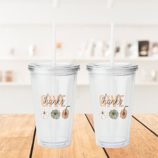 Verre En Acrylique Cosy Pastel Donner Merci et Citrouille (Créateur téléchargé)