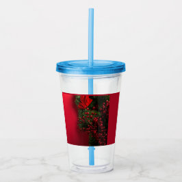 Verre En Acrylique couronne de noël avec baies rouges