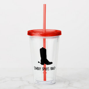 Verre En Acrylique Cowboy Boot Silhouette Ranch Nom Enfants Amusants