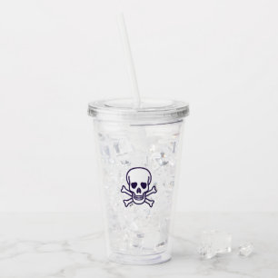 Verre En Acrylique Crâne n Bones blanc transparent acrylique tumbler