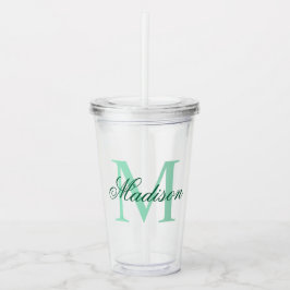 Verre En Acrylique Créez votre nom de monogramme personnalisé Vert