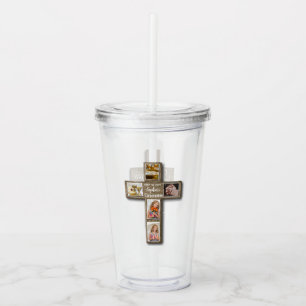 Verre En Acrylique Croix Rustique Bois Première Sainte Communion Phot