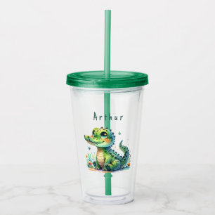 Verre En Acrylique Cuddly Croc Time - Personalized Kids' Tumbler