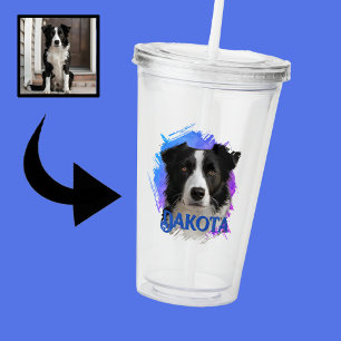 Verre En Acrylique Cuisine moderne et amusante Bordure Bleue Collie C