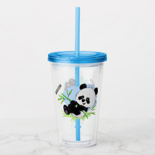 Verre En Acrylique Culbuteurs nommés faits sur commande de pandas