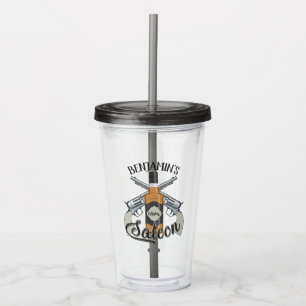 Verre En Acrylique Custom Cowboy Revolver Gun Whiskey Saloon
