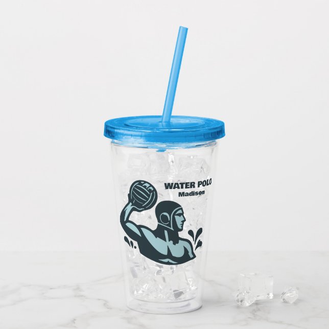 Verre En Acrylique Custom Name Water Polo (Dos glace)