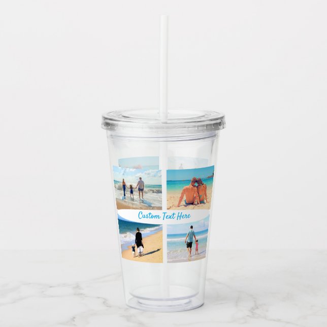 Verre En Acrylique Custom Photo Collage Acrylic Tumbler with Text (Devant)
