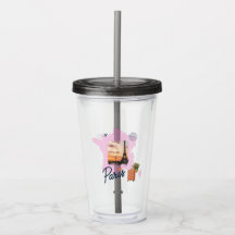 Customizable Travel Themed Paris Acrylic Tumbler