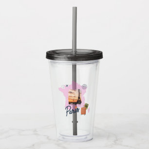 Verre En Acrylique Customizable Travel Themed Paris Acrylic Tumbler
