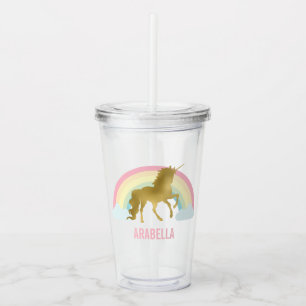 Verre En Acrylique Cute Gold Unicorn