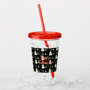Verre En Acrylique Cute Halloween Boo Ghost Motif
