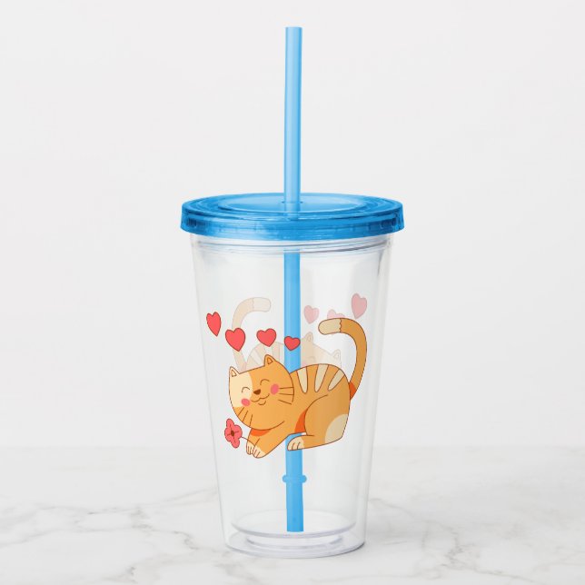 Verre En Acrylique Cute Lote Orange Tabby Kitten (Devant)