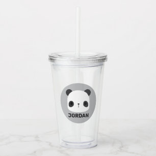 Verre En Acrylique Cute petit ours Panda avec nom personnalisé