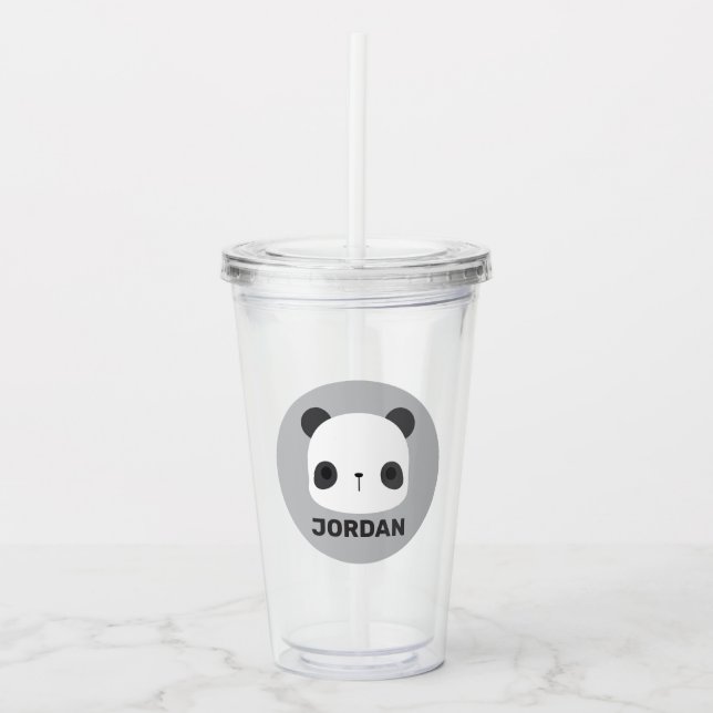 Verre En Acrylique Cute petit ours Panda avec nom personnalisé (Devant)