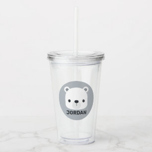 Verre En Acrylique Cute petit ours polaire avec nom personnalisé