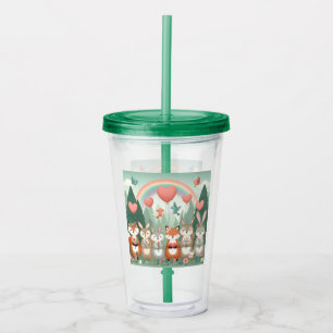 Verre En Acrylique Cute Woodland Creature arc-en-ciel valentine's