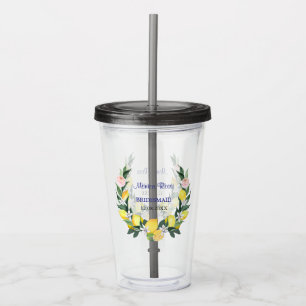 Verre En Acrylique Demoiselle d'honneur Lemon Blue Italien Cadeau de 