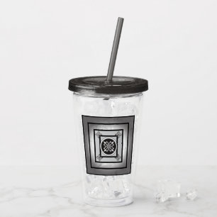 Verre En Acrylique Design Cinq soleils noir et blanc