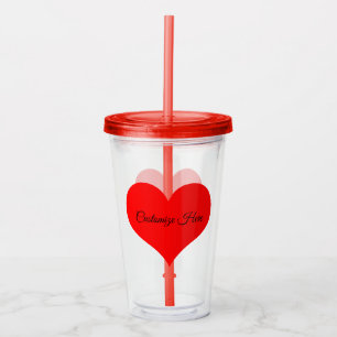 Verre En Acrylique Design de coeur rouge personnalisé Paruline acryli