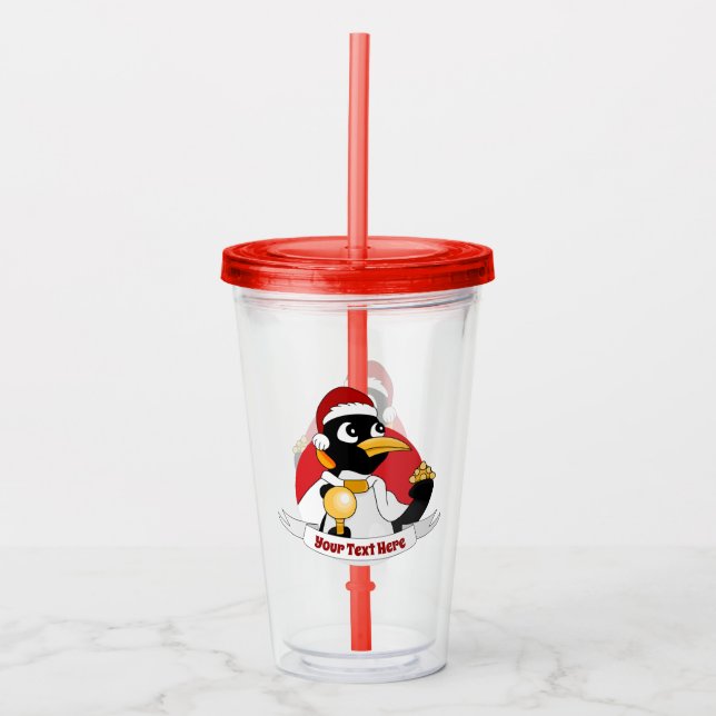 Verre En Acrylique Dessin de Noël de l'empereur pingouin Paruline acr (Devant)