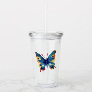 Verre En Acrylique Dessin de papillon