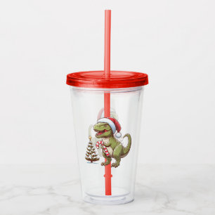 Verre En Acrylique Dinosaure sucre de canne de Noël mignon