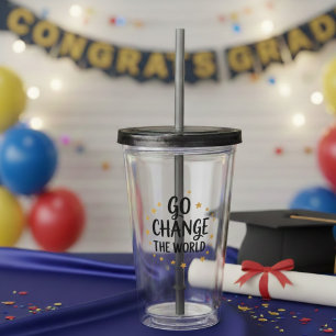 Verre En Acrylique Diplômé, allez changer le monde, fête amusante