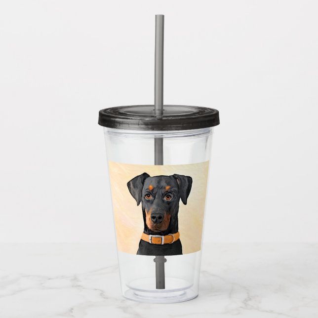 Verre En Acrylique Doberman Pinscher Peinture non découpée Art origin (Devant)
