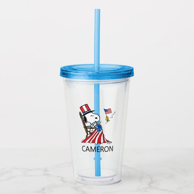 Verre En Acrylique Drapeau 4 juillet à coudre Snoopy (Devant)