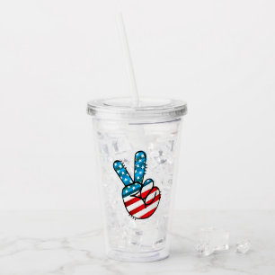 Verre En Acrylique Drapeau américain Signe de paix