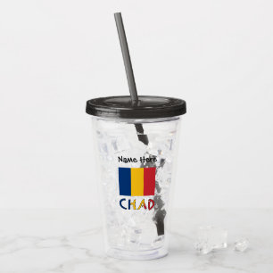 Verre En Acrylique Drapeau tchadien personnalisé