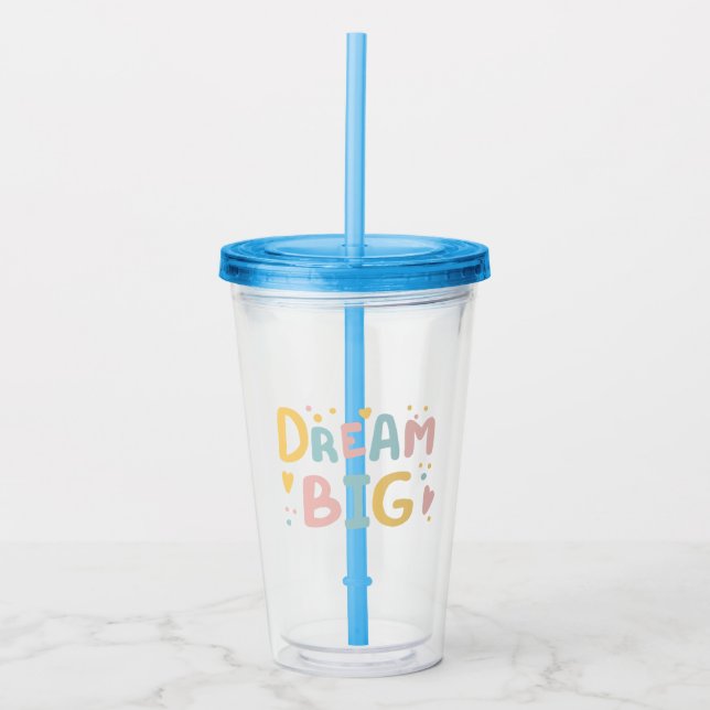 Verre En Acrylique Dream Big Pastel Hearts (Devant)