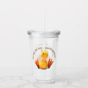 Verre En Acrylique Drôle Canard Anniversaire Acrylique Tumbler
