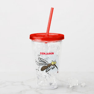 Verre En Acrylique Drôle dessin d'insecte moustique