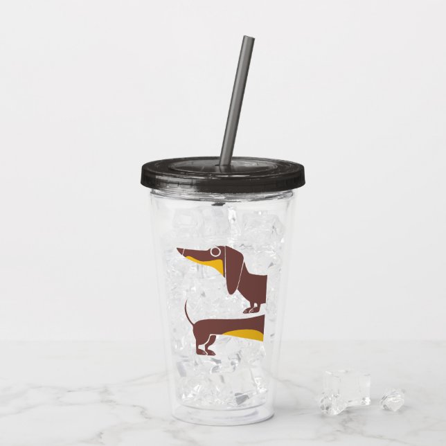 Verre En Acrylique Drôle mignon dachshund pour parent chien long (Dos glace)