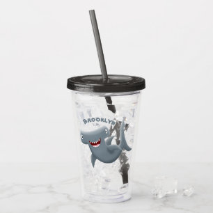 Verre En Acrylique Drôle mignon requin marteau dessin animé