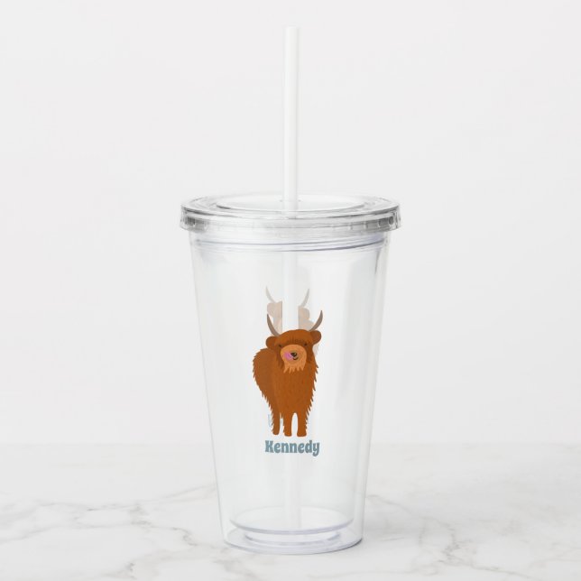 Verre En Acrylique Écossais Highland Cattle Cow Graphic Personnalisé (Devant)