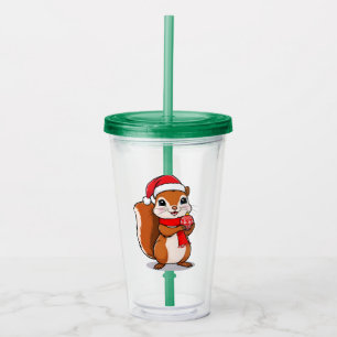 Verre En Acrylique Écureuil de Noël Mignon