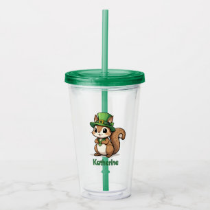 Verre En Acrylique Écureuil mignon personnalisé de la Saint-Patrick